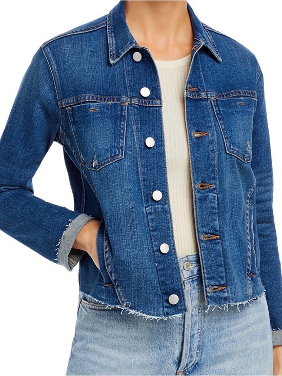 L'AGENCE Jackets & Blazers - L’AGENCE Classic Blue Denim Jacket Raw Hem slim fit size S